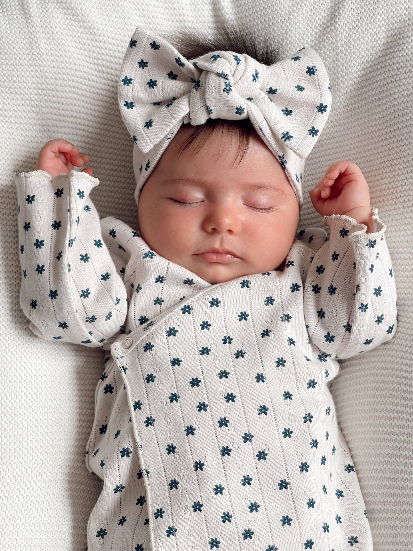Blue Flower / Organic Pointelle Newborn Set