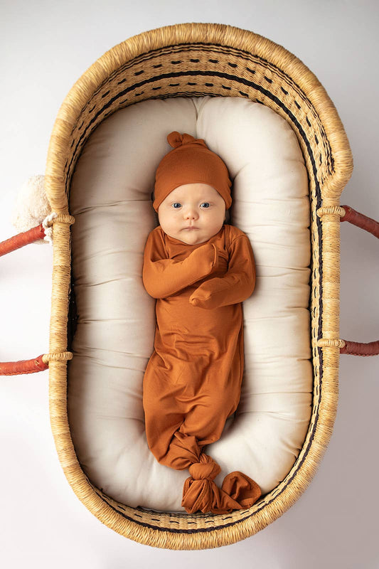 Saddle Longhorn Orange Western Knotted Newborn Baby Gown