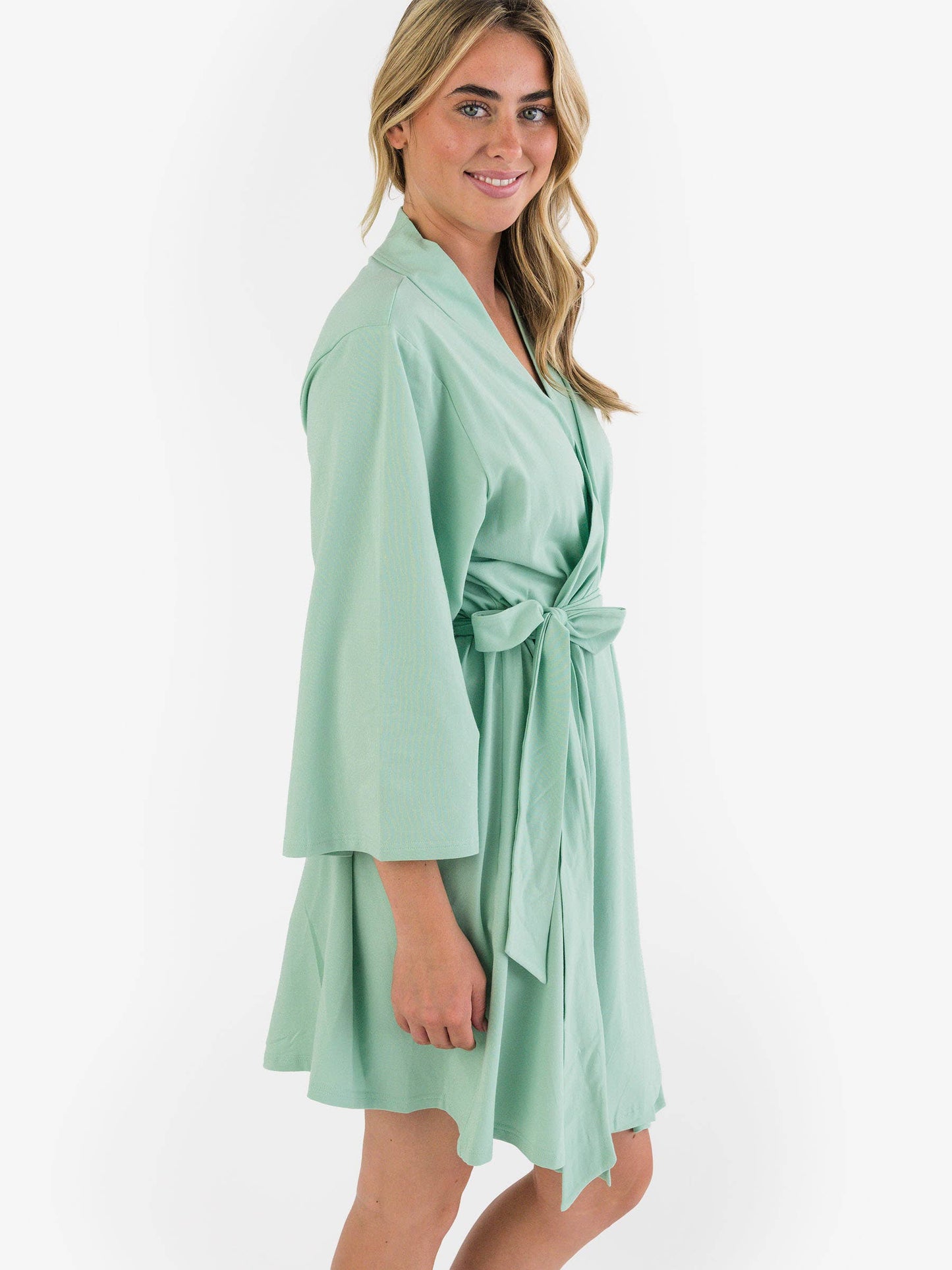 SoftSnooze™ Women's Cotton Modal Sage Mommy & Me Maternity Robe