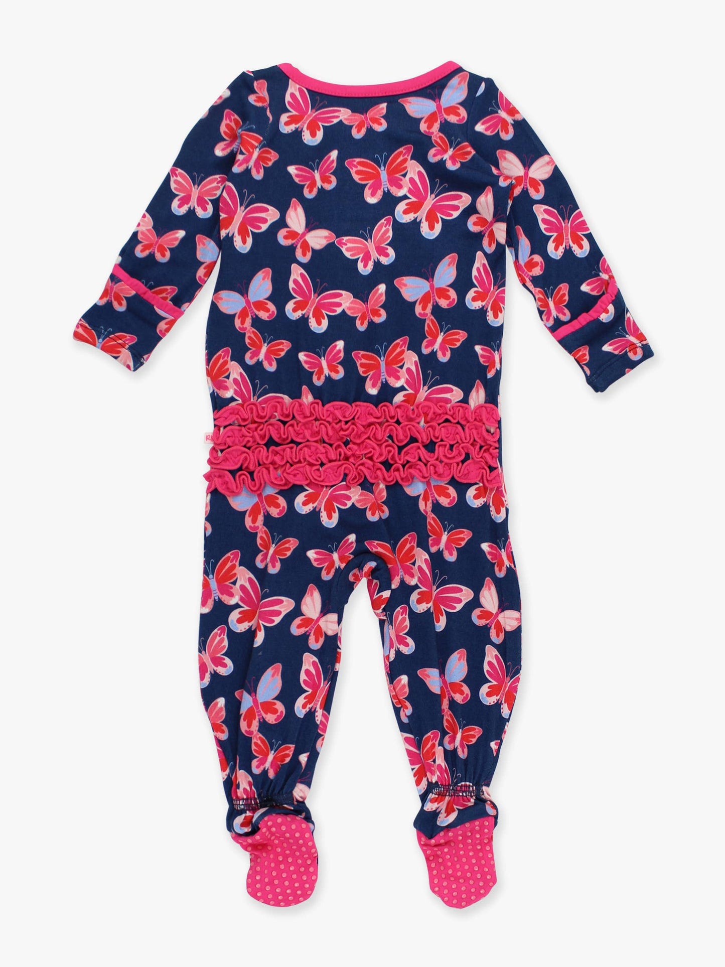 SoftSnooze™ Baby Girls Bamboo Viscose Butterfly Bliss Footed Ruffle One Piece Pajama