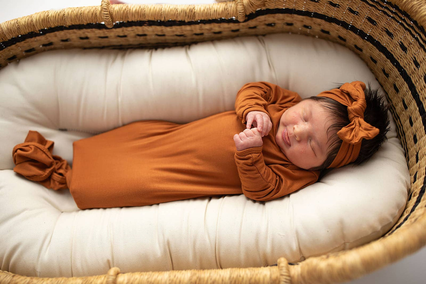 Saddle Longhorn Orange Western Knotted Newborn Baby Gown