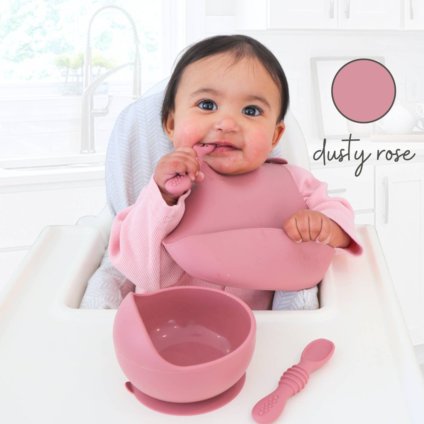 Infant Training Spoons for Self Feeding - Dusty Rose