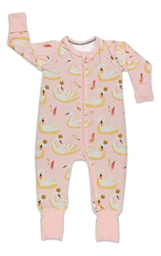 Swans, Pink Baby Pajamas