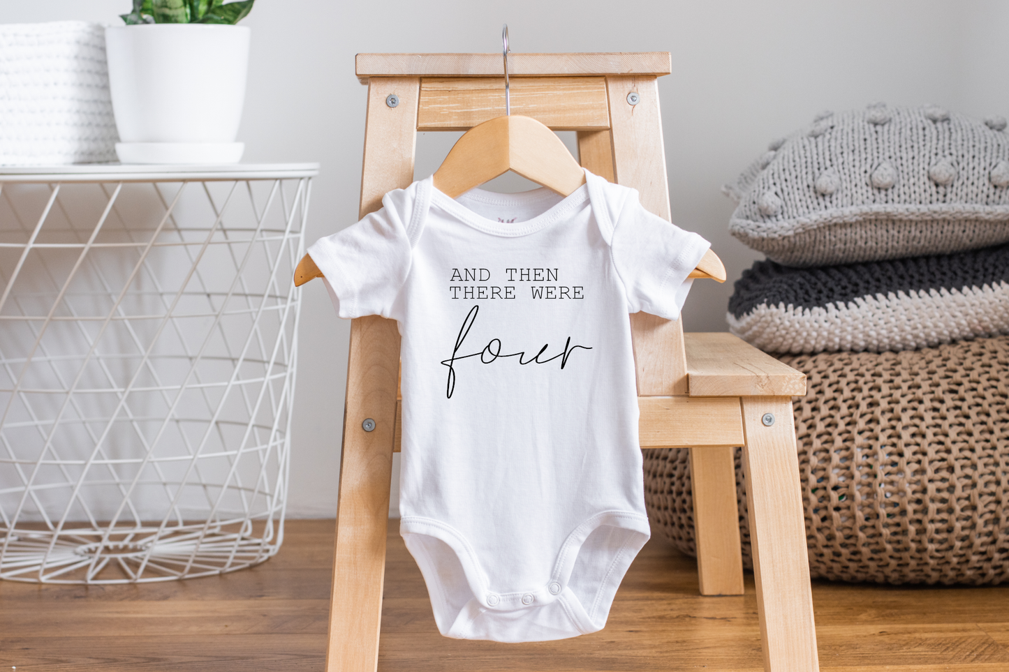 Then There Were Four  Pregnancy Announcement Onesie