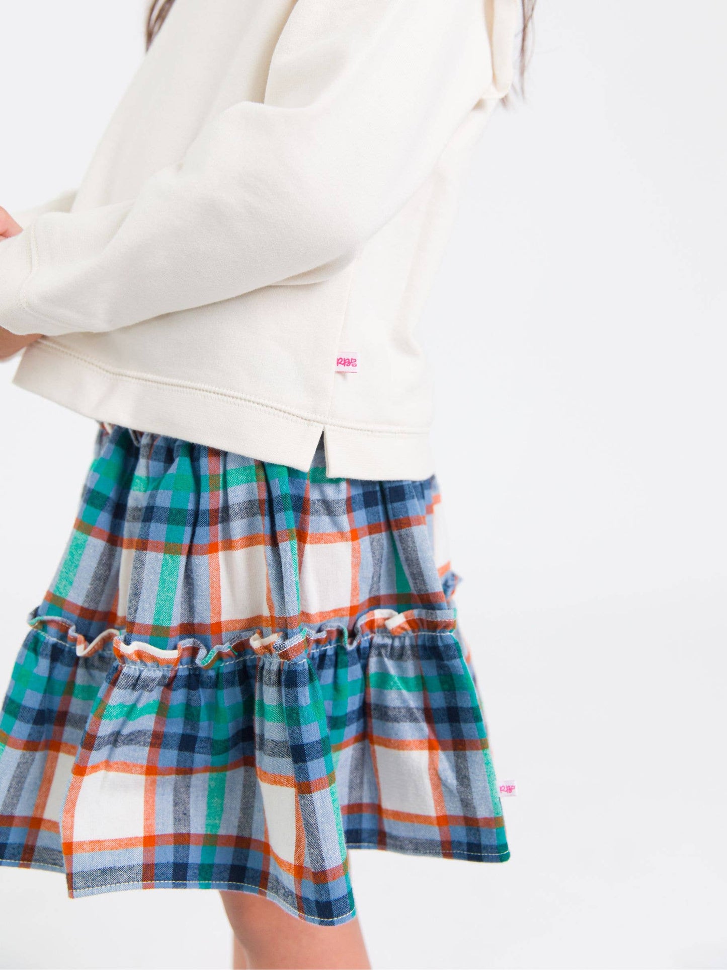 Girls Peyton Plaid Smocked Twirl Skirt