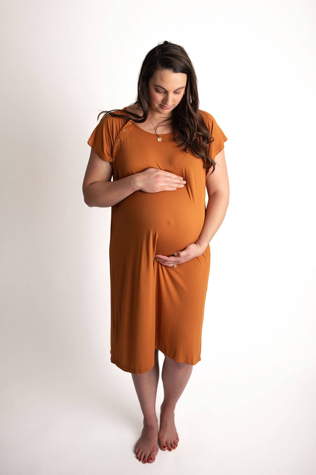 Saddle Orange Western Mommy Labor & Delivery/ Nursing Gown