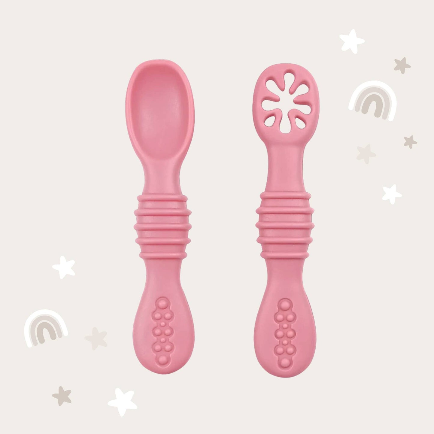 Infant Training Spoons for Self Feeding - Dusty Rose