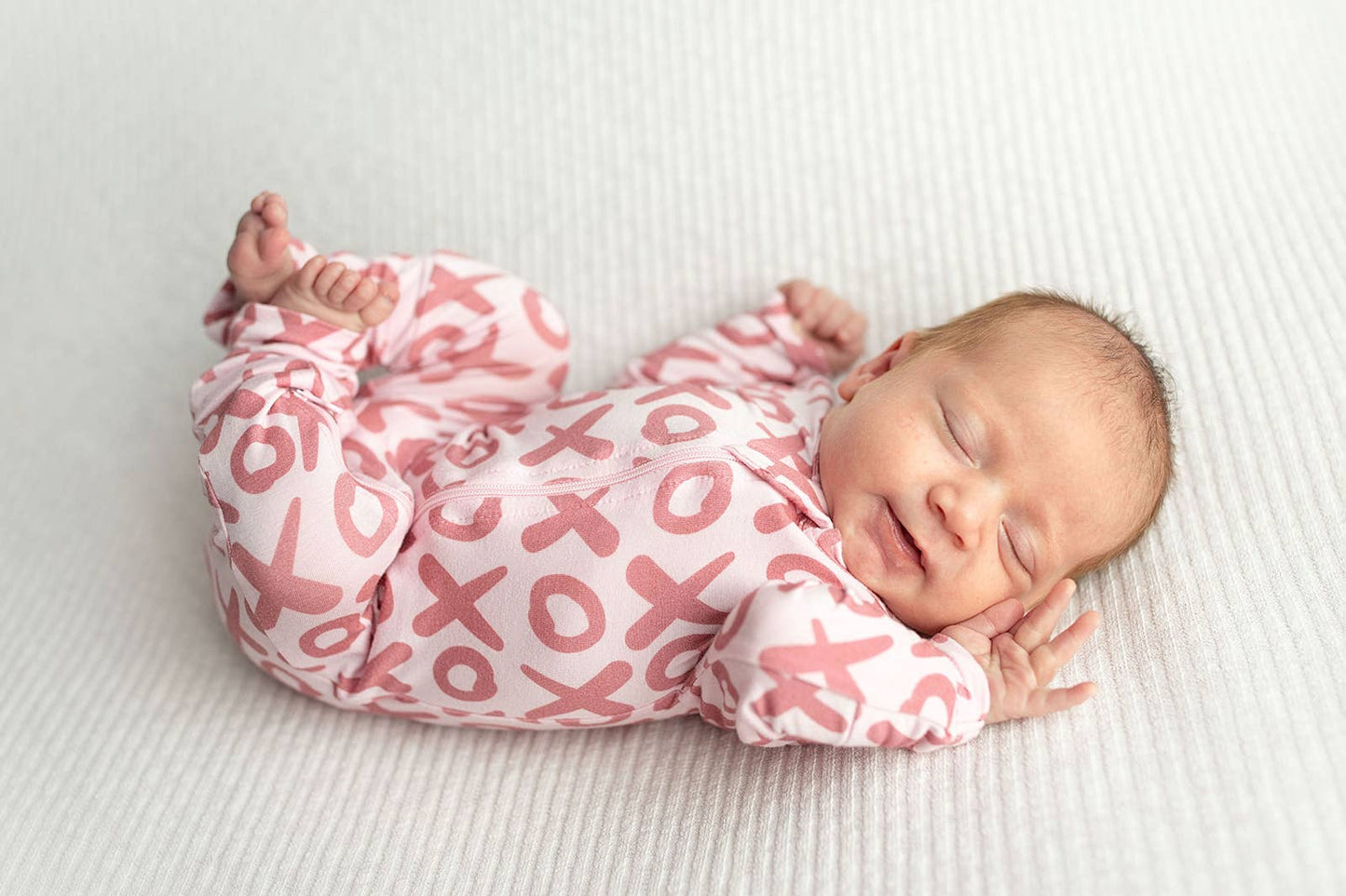 Valentine's Day XOXO Bamboo Newborn Zipper Pajamas Sleepers