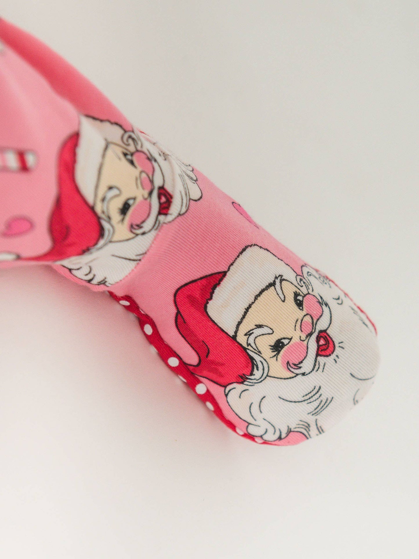 SoftSnooze™ Baby Girls Cotton Modal Pink Santa Joy Footed Ruffle One Piece Pajama