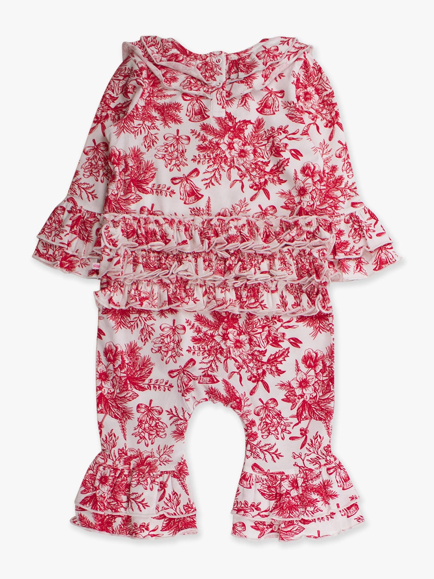 Baby Girls Red Jingle Toile the Way Knit Long Sleeve Ruffle Flare Romper