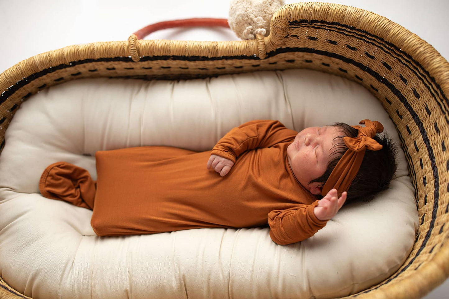 Saddle Longhorn Orange Western Knotted Newborn Baby Gown