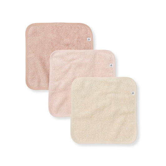 Organic Cotton Woven Terry Solid Washcloths 3 Pack - Pink Sand