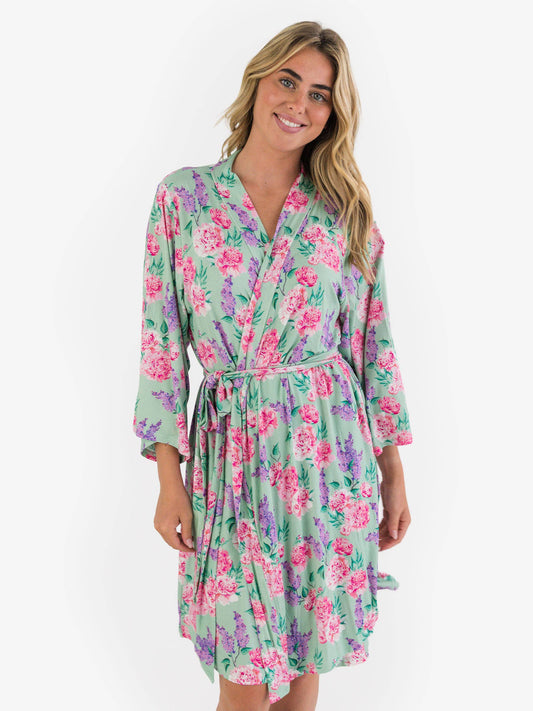 SoftSnooze™ Women's Bamboo Viscose Sage Garden Mommy & Me Maternity Robe
