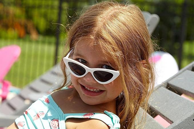 Kids Sunglasses - White (Narrow Cat-Eye)