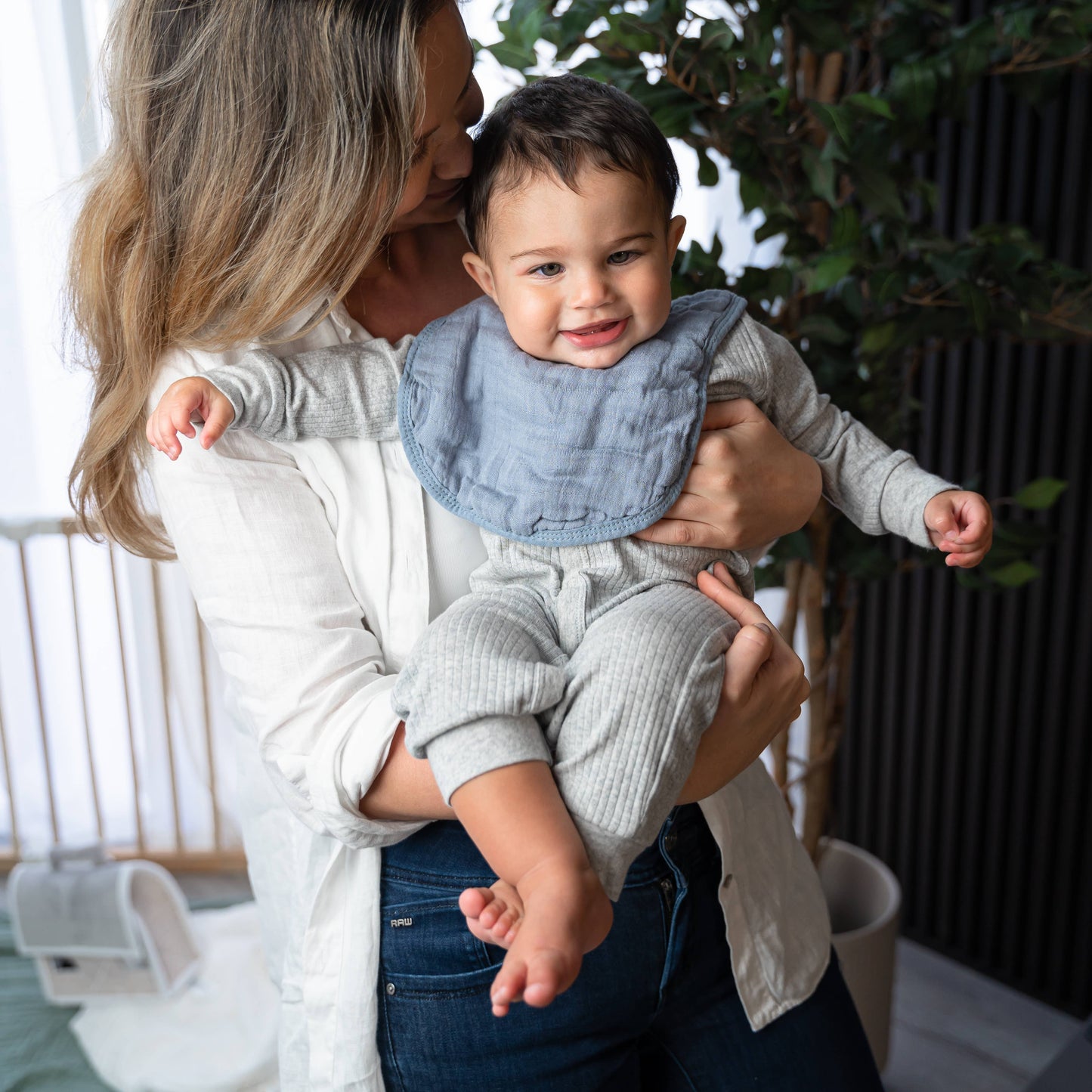 Muslin Cotton Baby Bibs Adjustable Size by Comfy Cubs