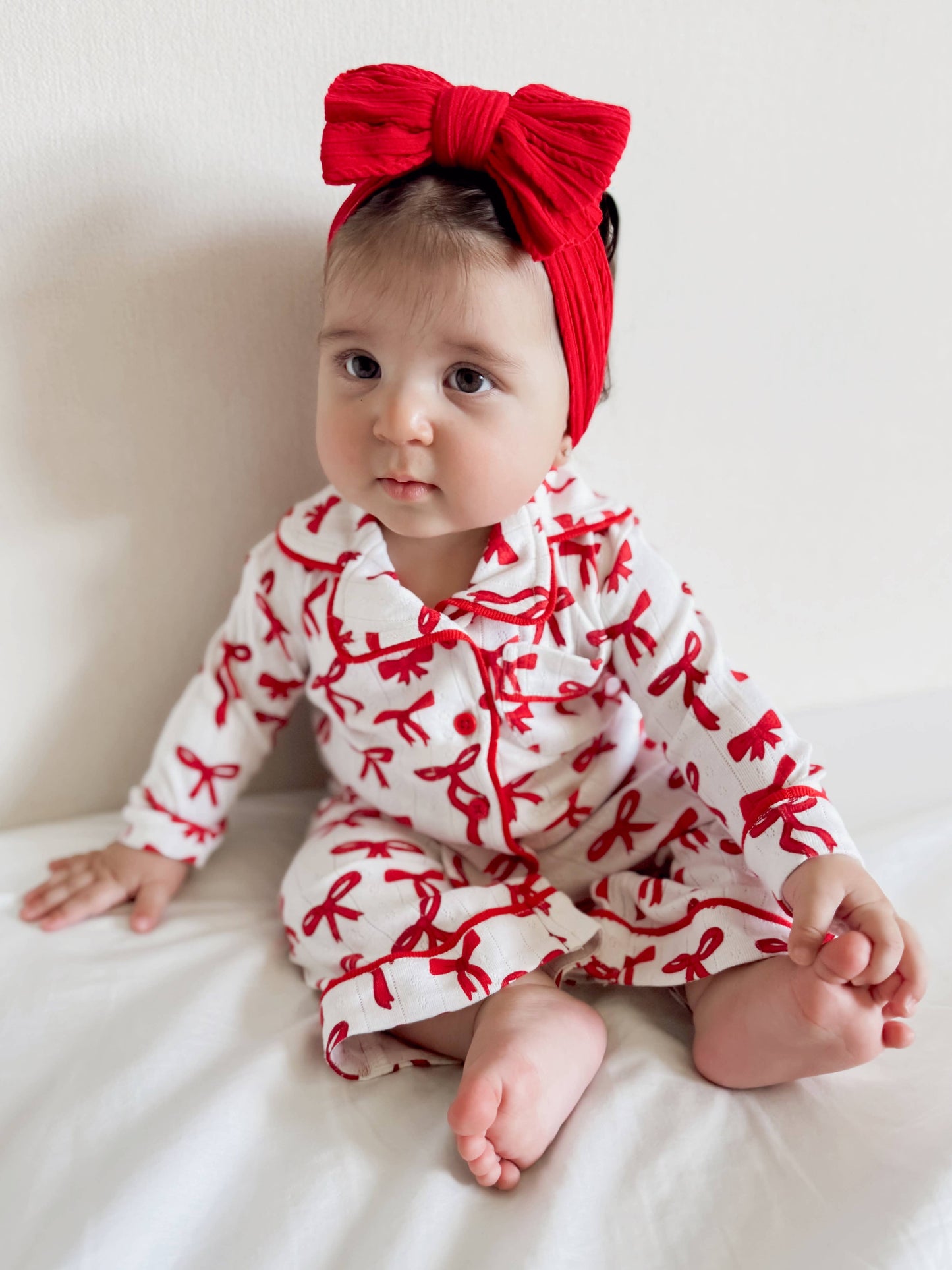 Red Bows / Organic Pointelle Lounge Set