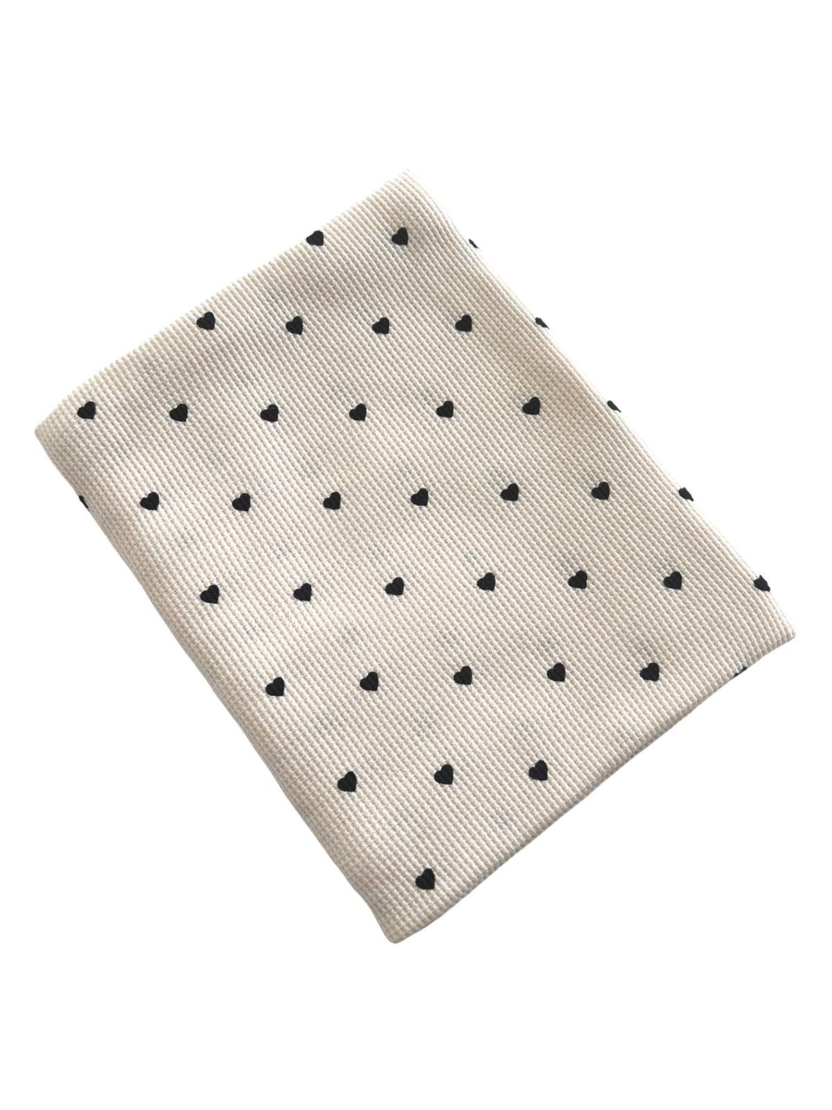 Organic Cotton Waffle Swaddle Blanket, Black Heart