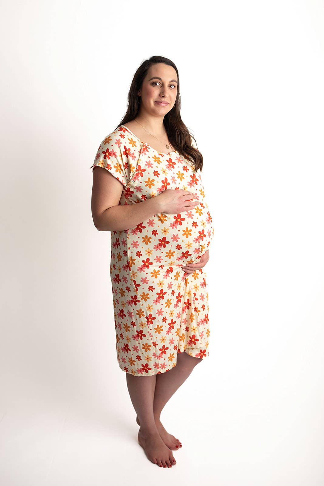 Groovy Floral Maternity Mommy Labor & Delivery/ Nursing Gown