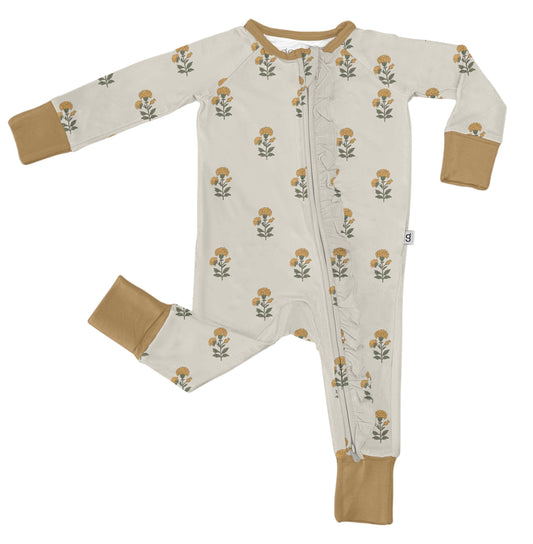 Marigold Block Print  - LS Convertible Zip PJs