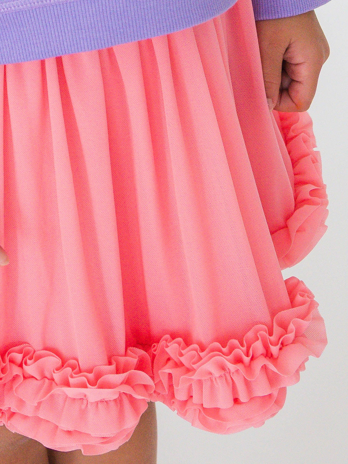 Girls Bubblegum Pink Elastic Waist Ruffle Tulle Skirt