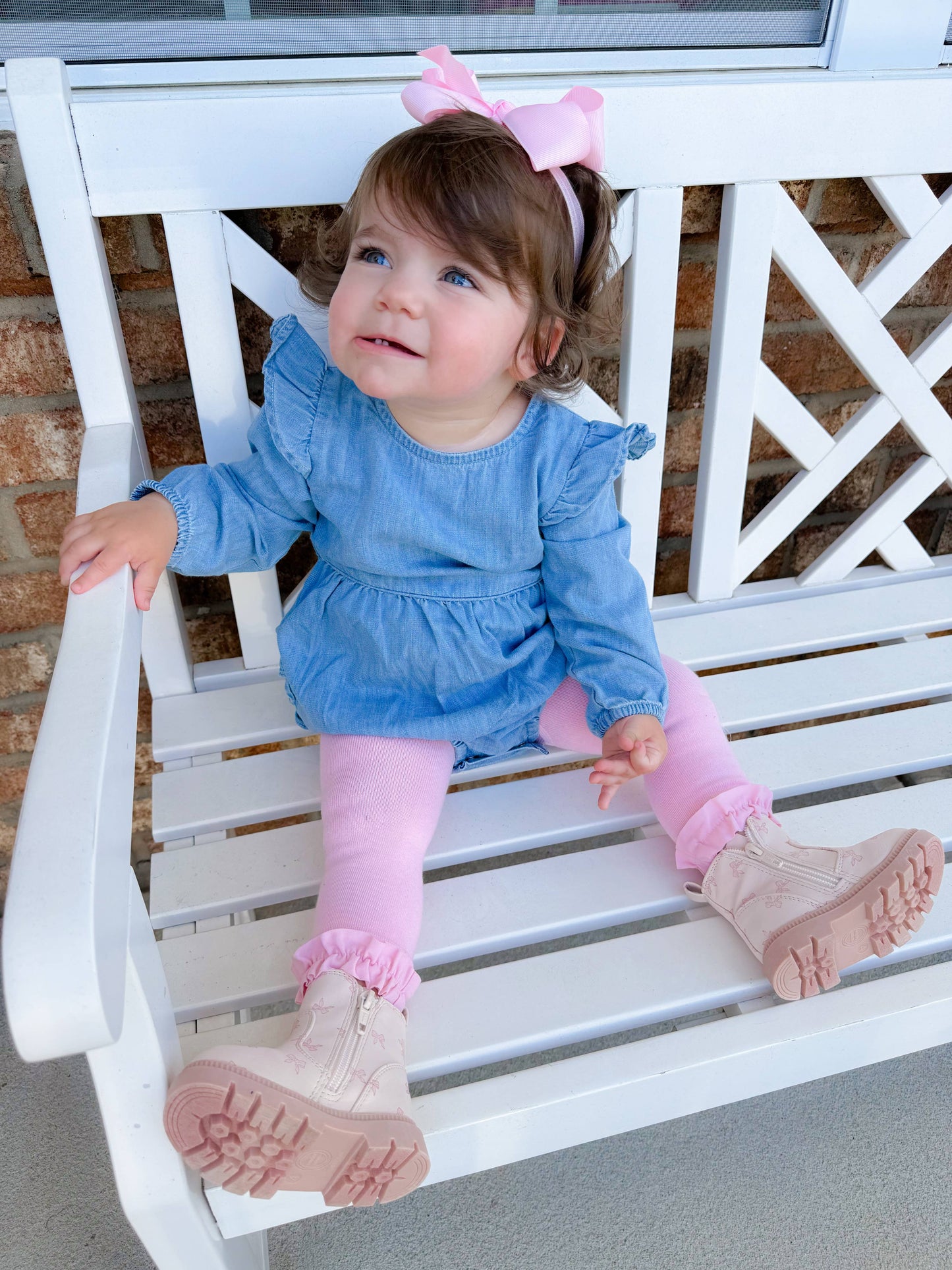 Girls Pink Footless Ruffle Tights