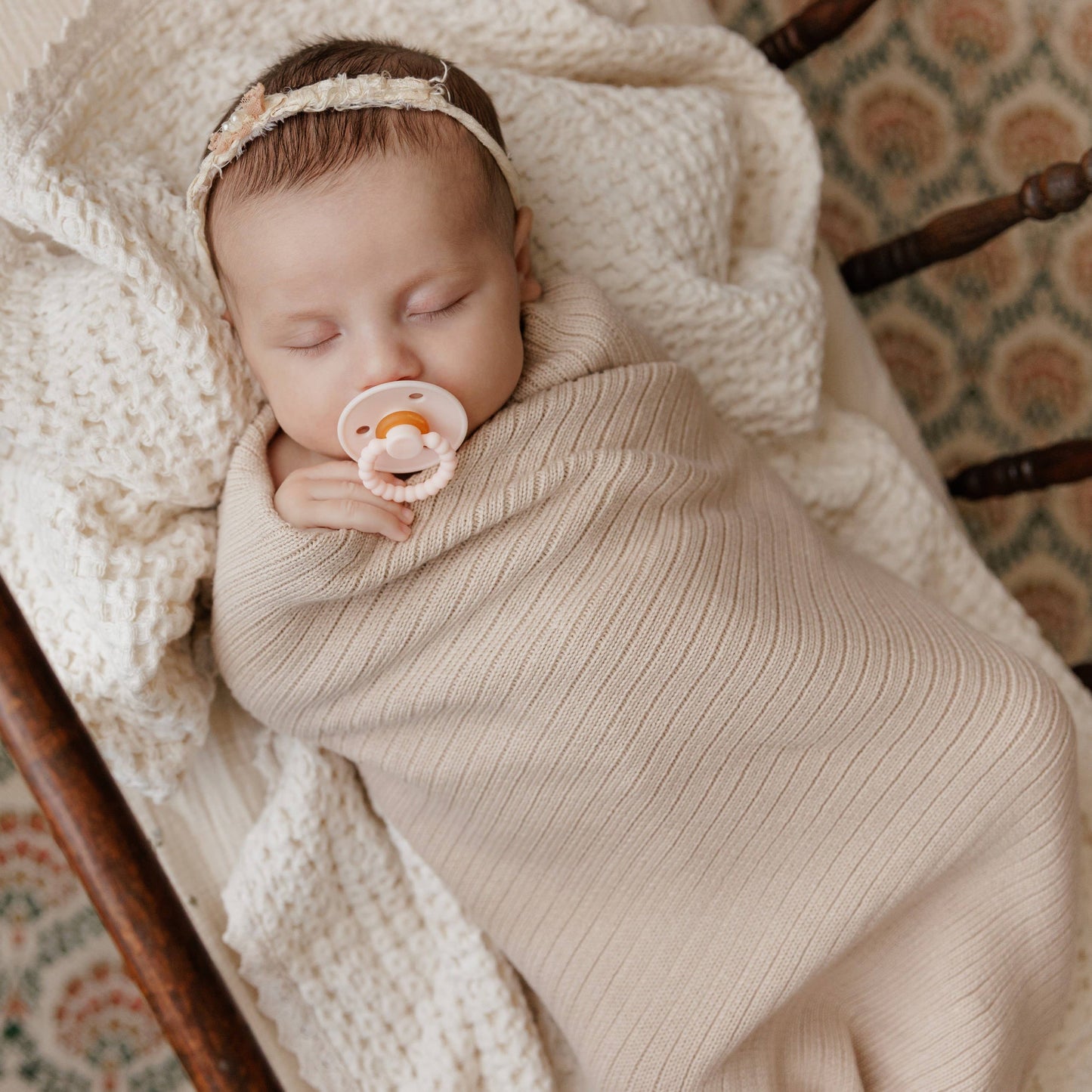 NEW! 100% Luxury Organic Cotton Ribbed Baby Swaddle Blanket