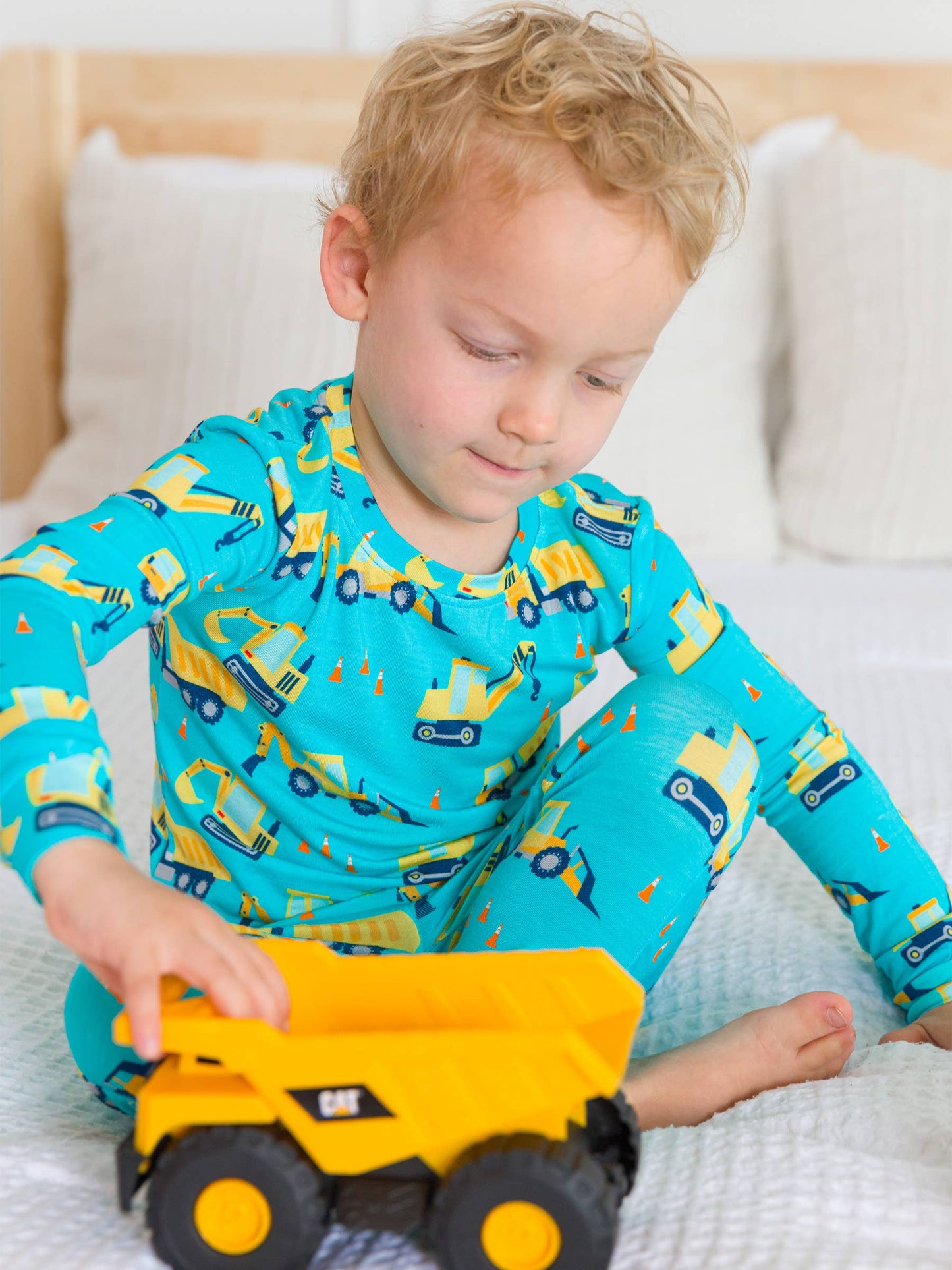 SoftSnooze™ Kids Bamboo Viscose Under Construction Long Sleeve Pajama Set