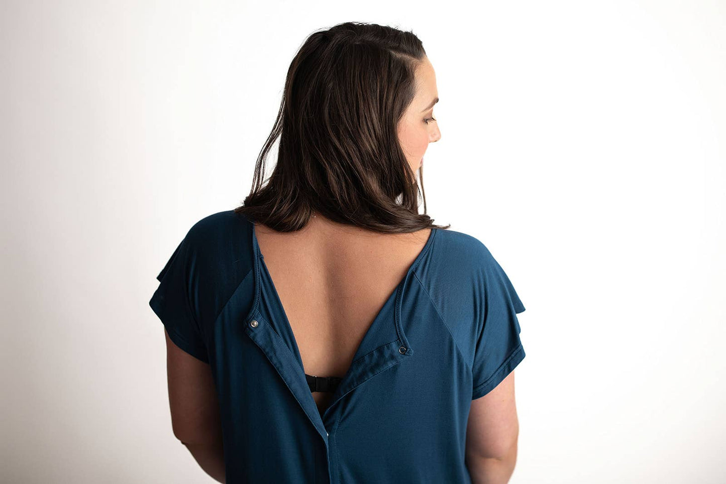 Navy Blue Maternity Mommy Labor and Delivery/ Nursing Gown