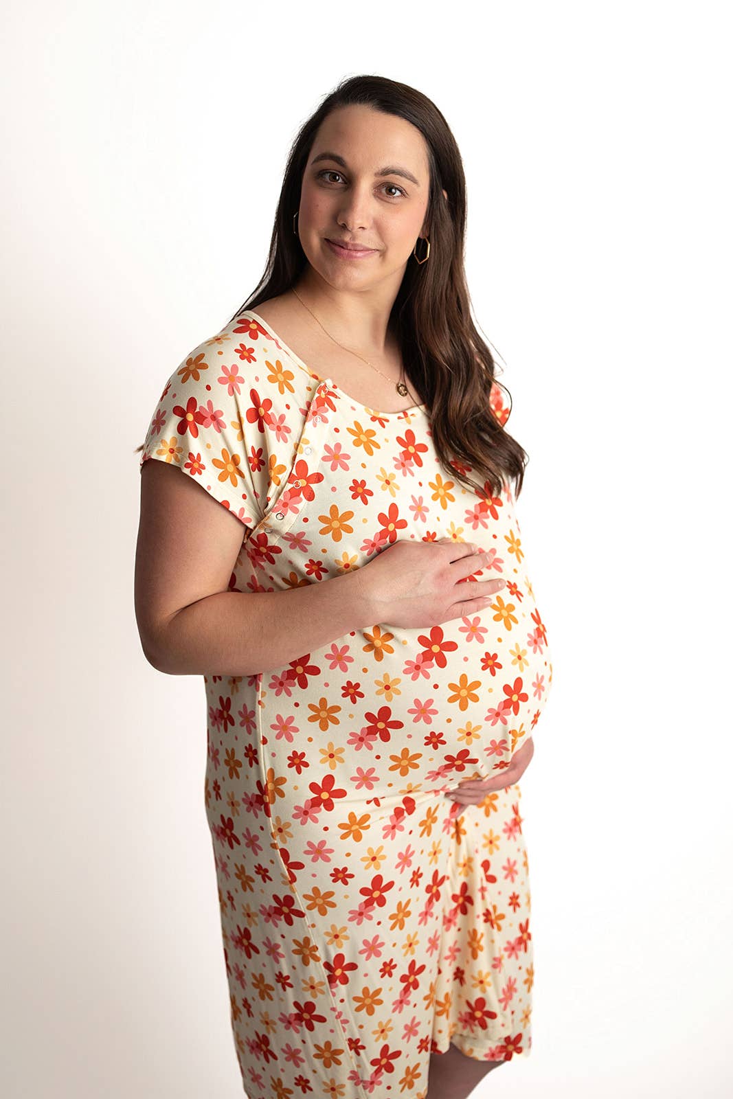 Groovy Floral Maternity Mommy Labor & Delivery/ Nursing Gown