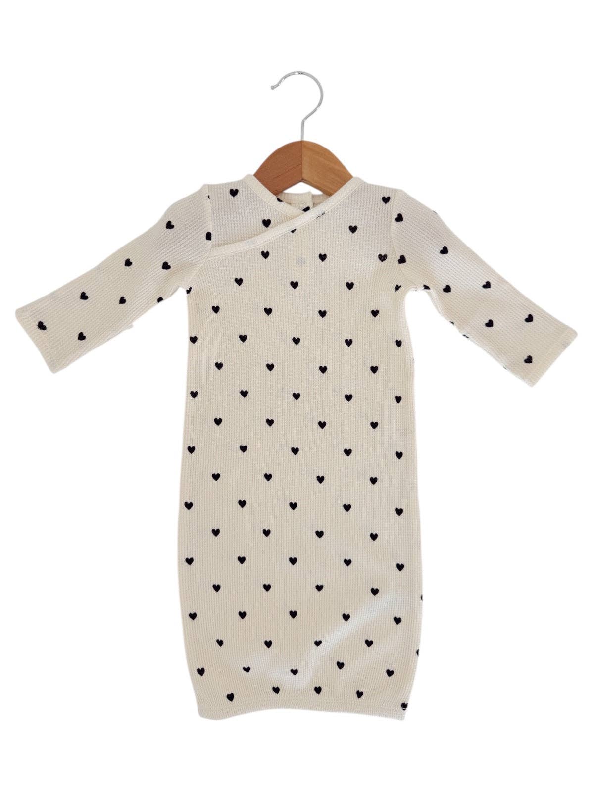 Organic Waffle Gown, Black Heart