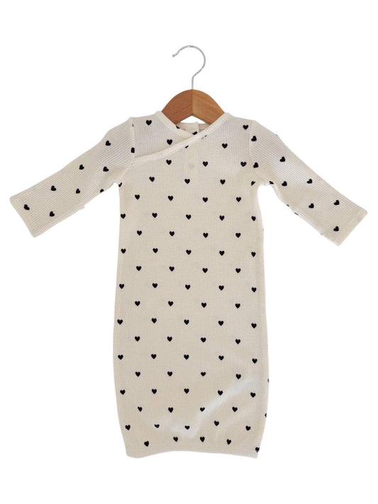 Organic Waffle Gown, Black Heart