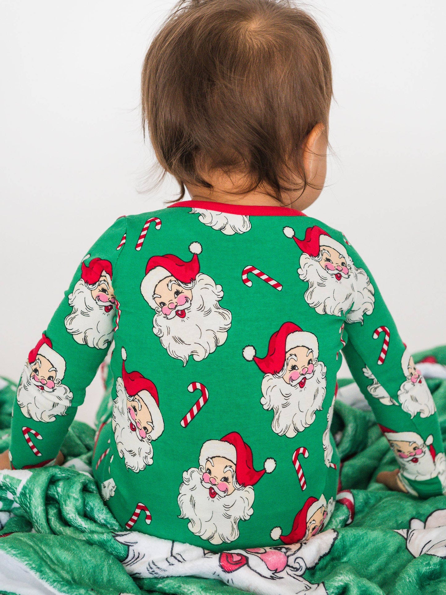 SoftSnooze™ Baby Cotton Modal Green Santa Joy Footed One Piece Pajama