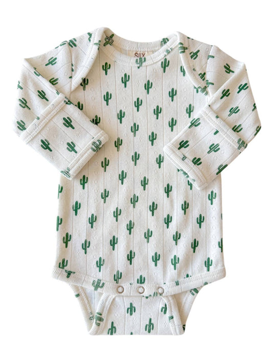 Cactus / Organic Pointelle Long Sleeve Bodysuit