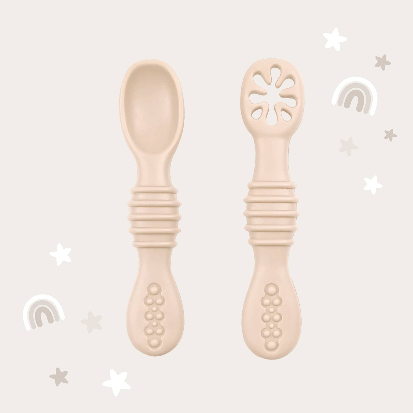 Infant Training Spoons for Self Feeding - Almond