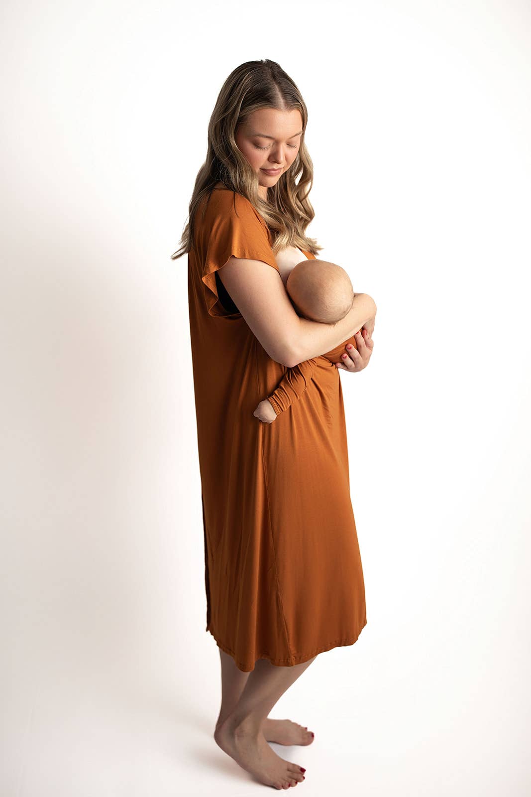 Saddle Orange Western Mommy Labor & Delivery/ Nursing Gown
