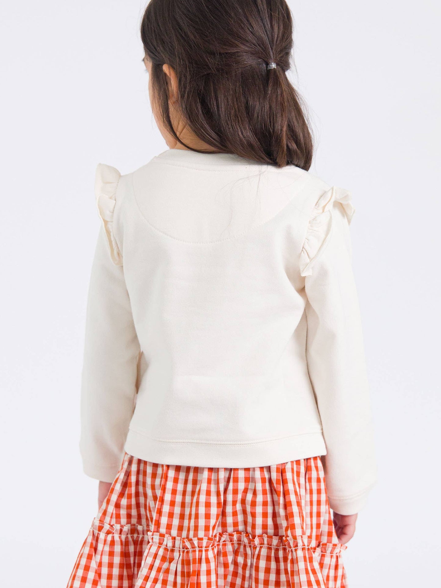 Girls Ivory Knit Flutter Sweatshirt