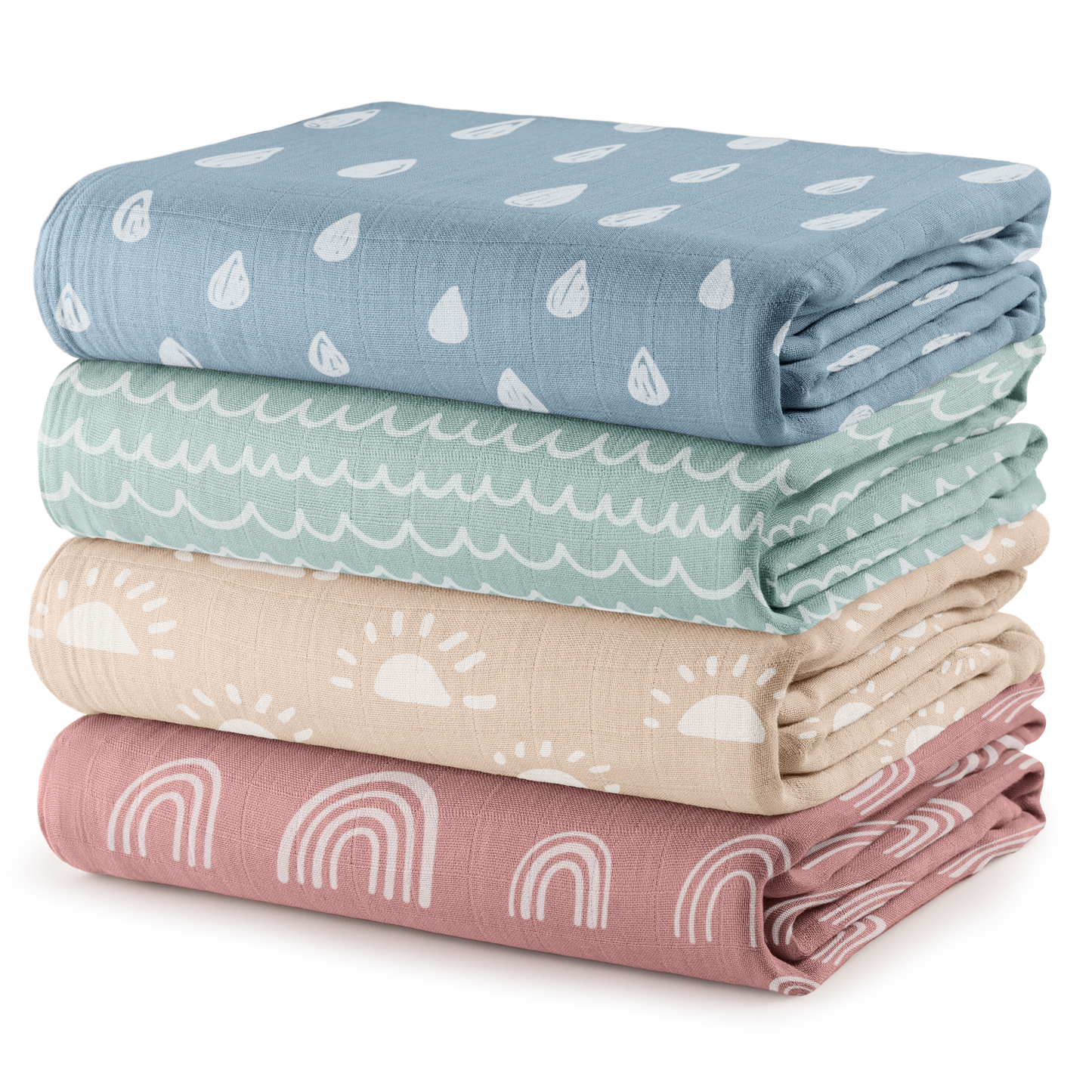 Baby Muslin Swaddle Blankets, 4 Pack by Comfy Cubs
