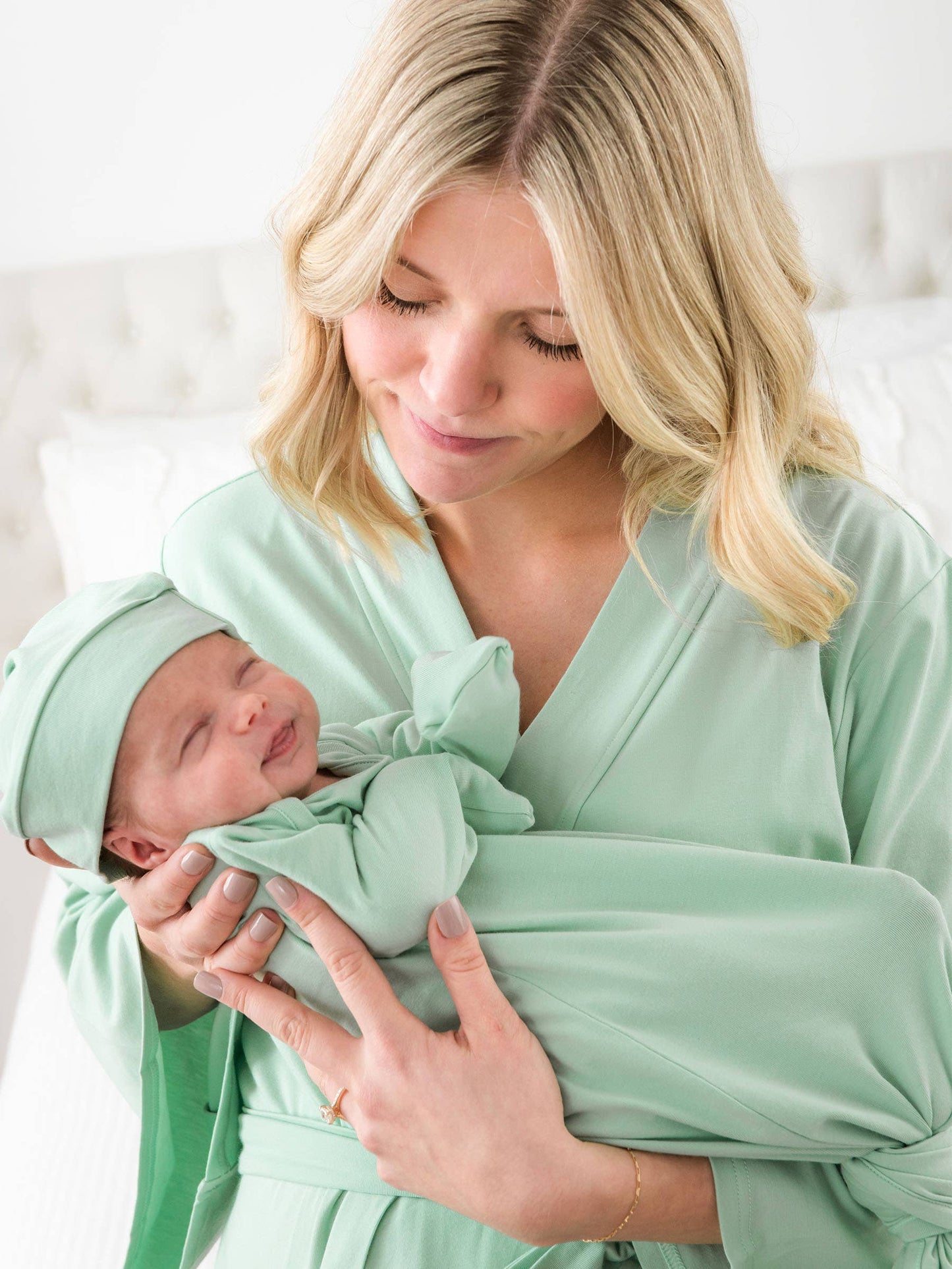 SoftSnooze™ Women's Cotton Modal Sage Mommy & Me Maternity Robe