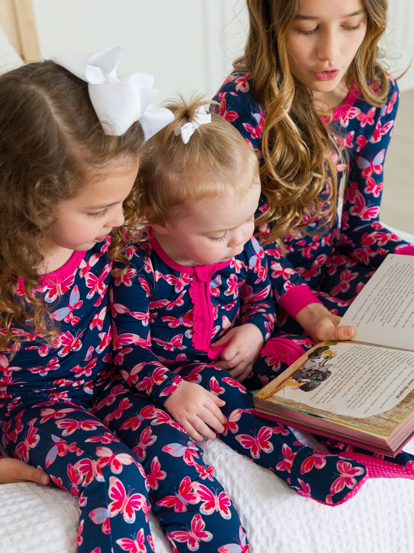 SoftSnooze™ Toddler Girls Bamboo Viscose Butterfly Bliss Ruffle Long Sleeve Pajama Set with Signature Rear Ruffles