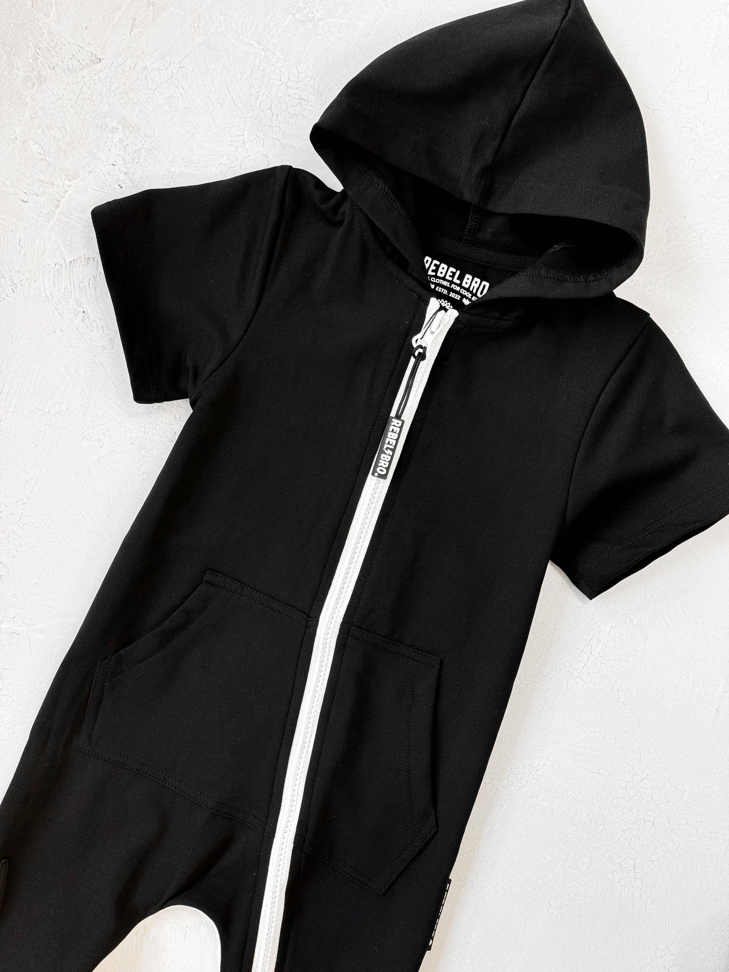 Hooded Rebel Short Sleeve Romper in Black