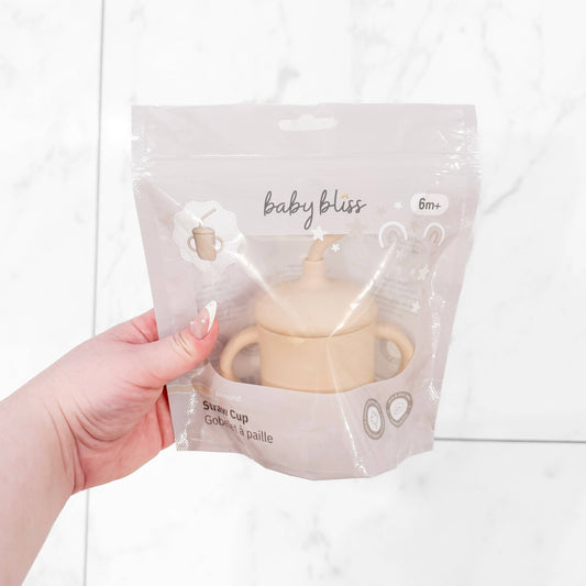 Sippy Cup with Straw, Spill-Proof & Anti-Stain - Almond