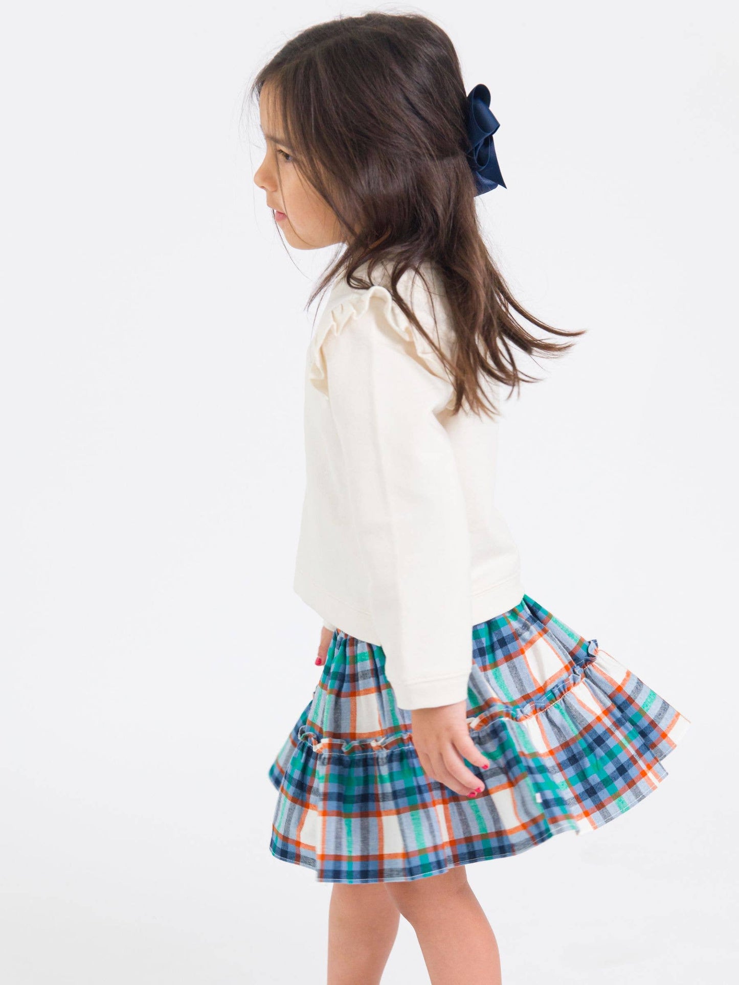 Girls Peyton Plaid Smocked Twirl Skirt