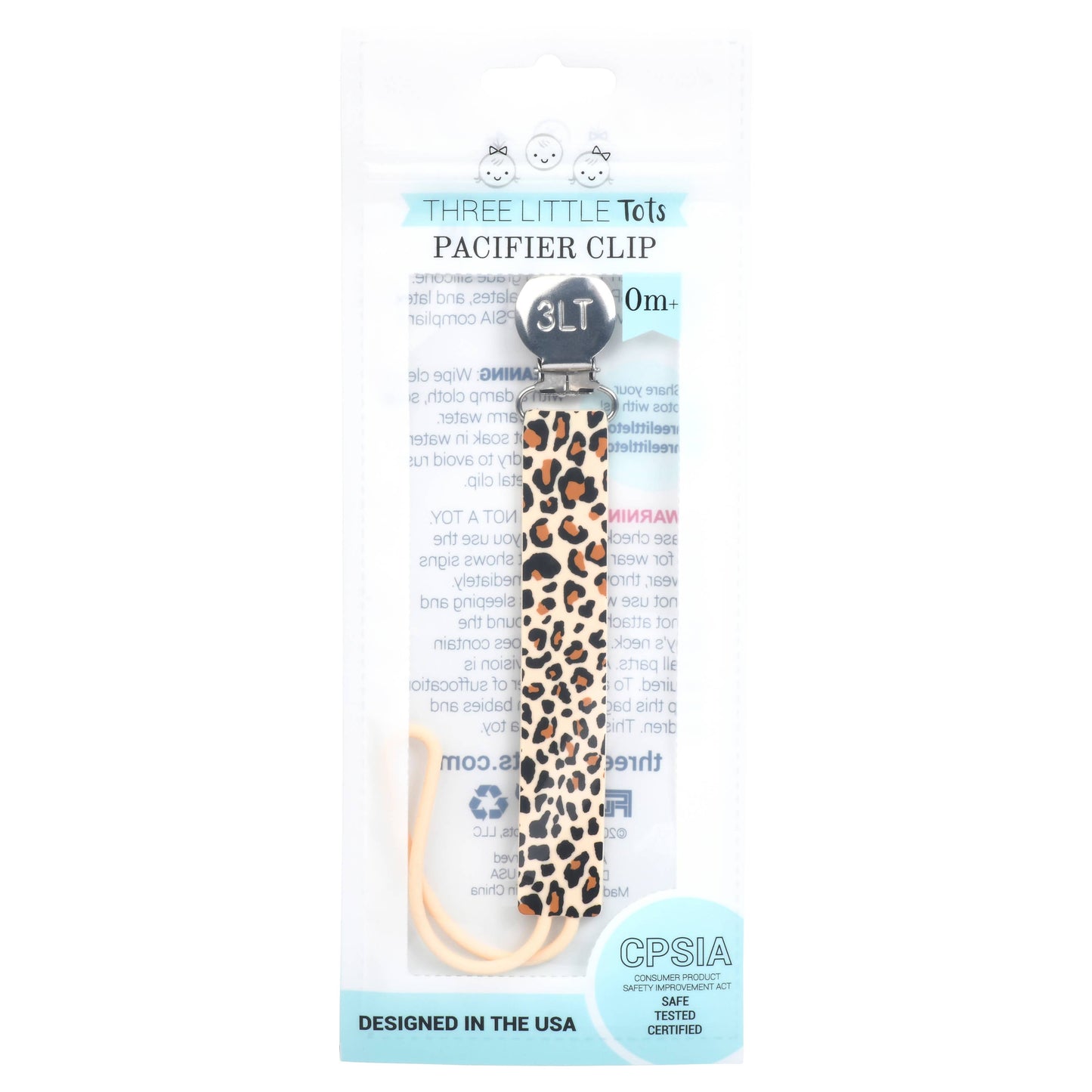 Leopard All Silicone Modern Pacifier Clip