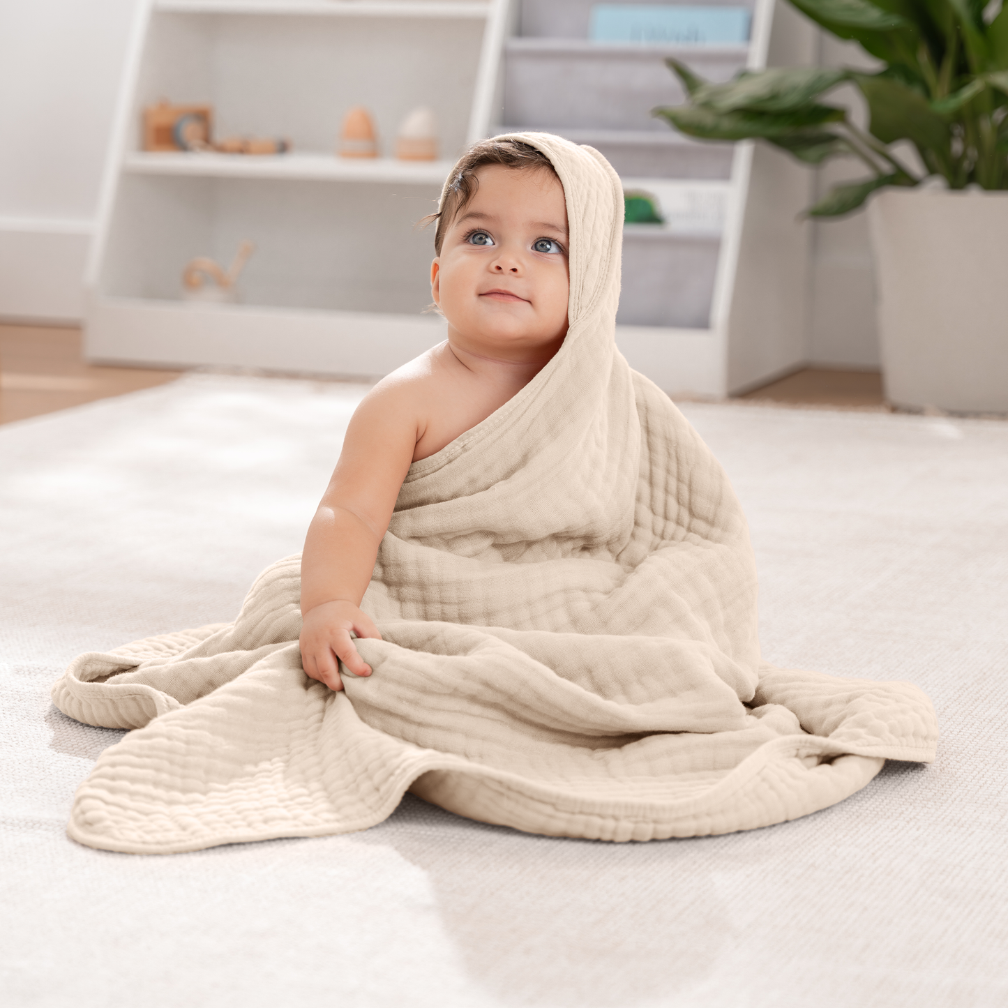Hooded Baby Towels 6 Layer Muslin Cotton Towel for Kids