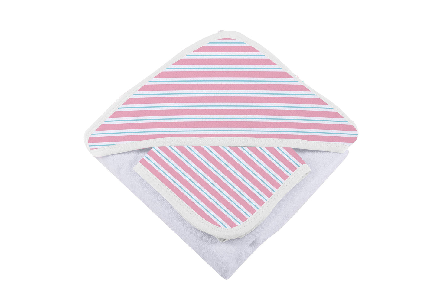 Candy Stripe Hooded Towel and Washcloth Set