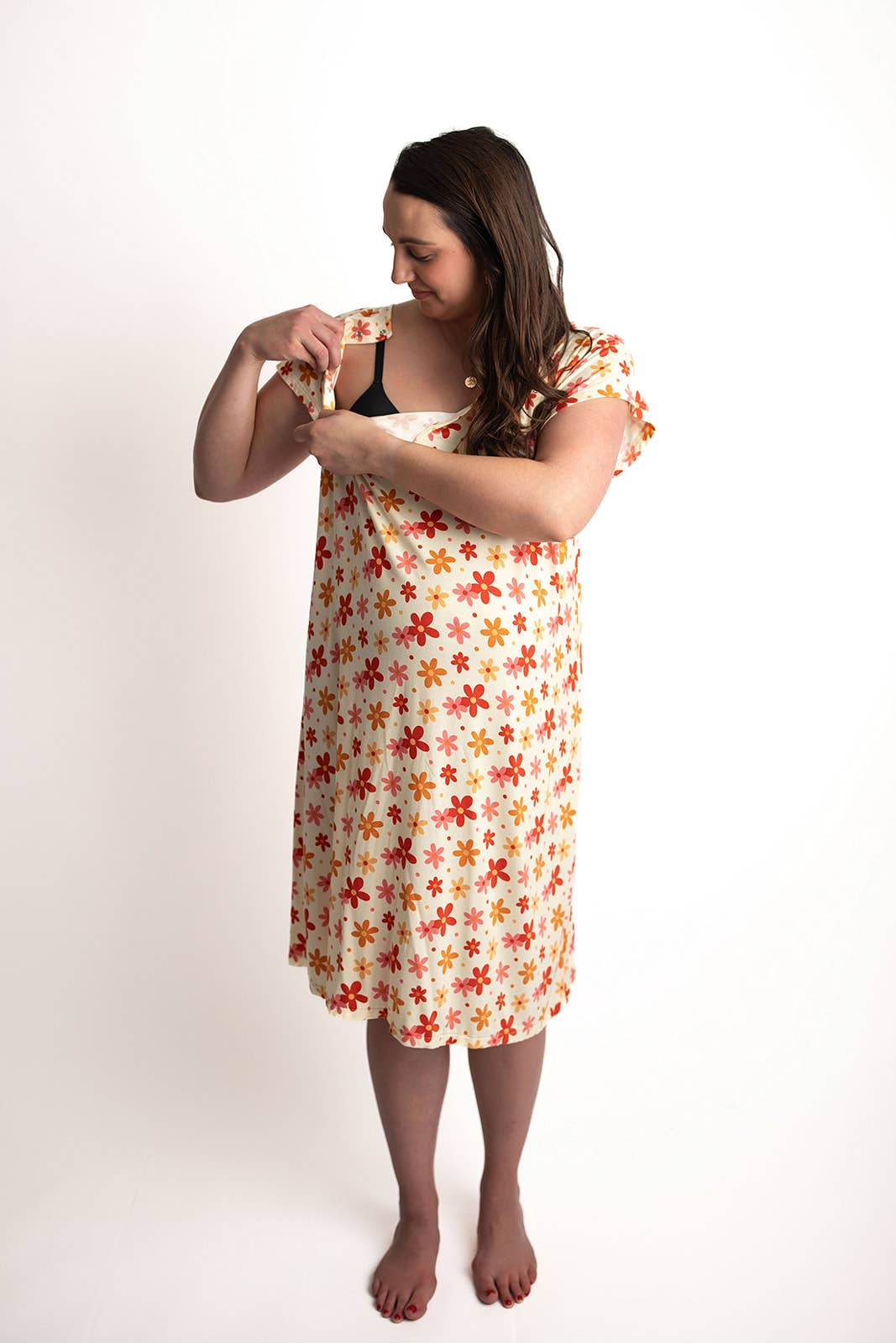 Groovy Floral Maternity Mommy Labor & Delivery/ Nursing Gown