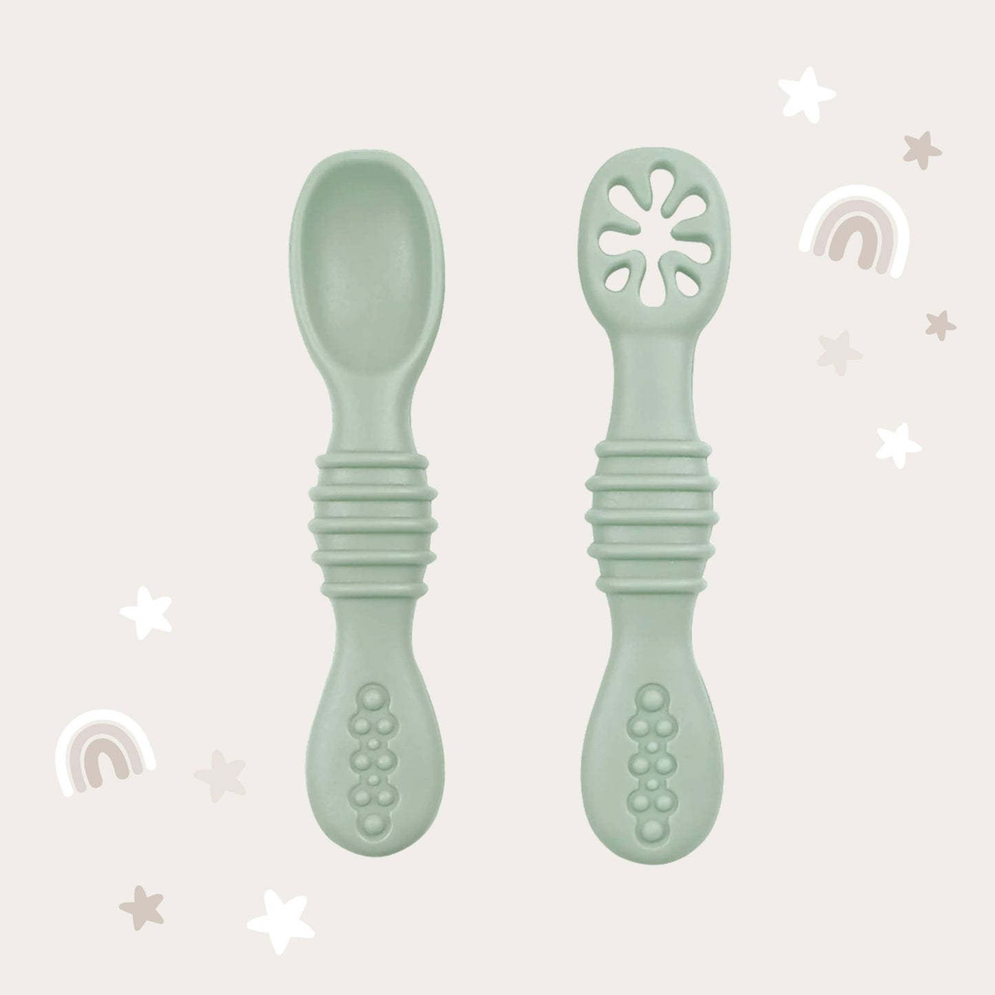 Infant Training Spoons for Self Feeding - Sage