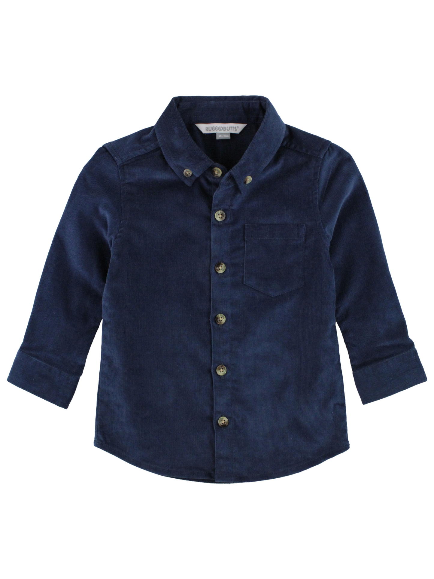 Boys Dark Navy Stretch Corduroy Long Sleeve Button Down Shirt
