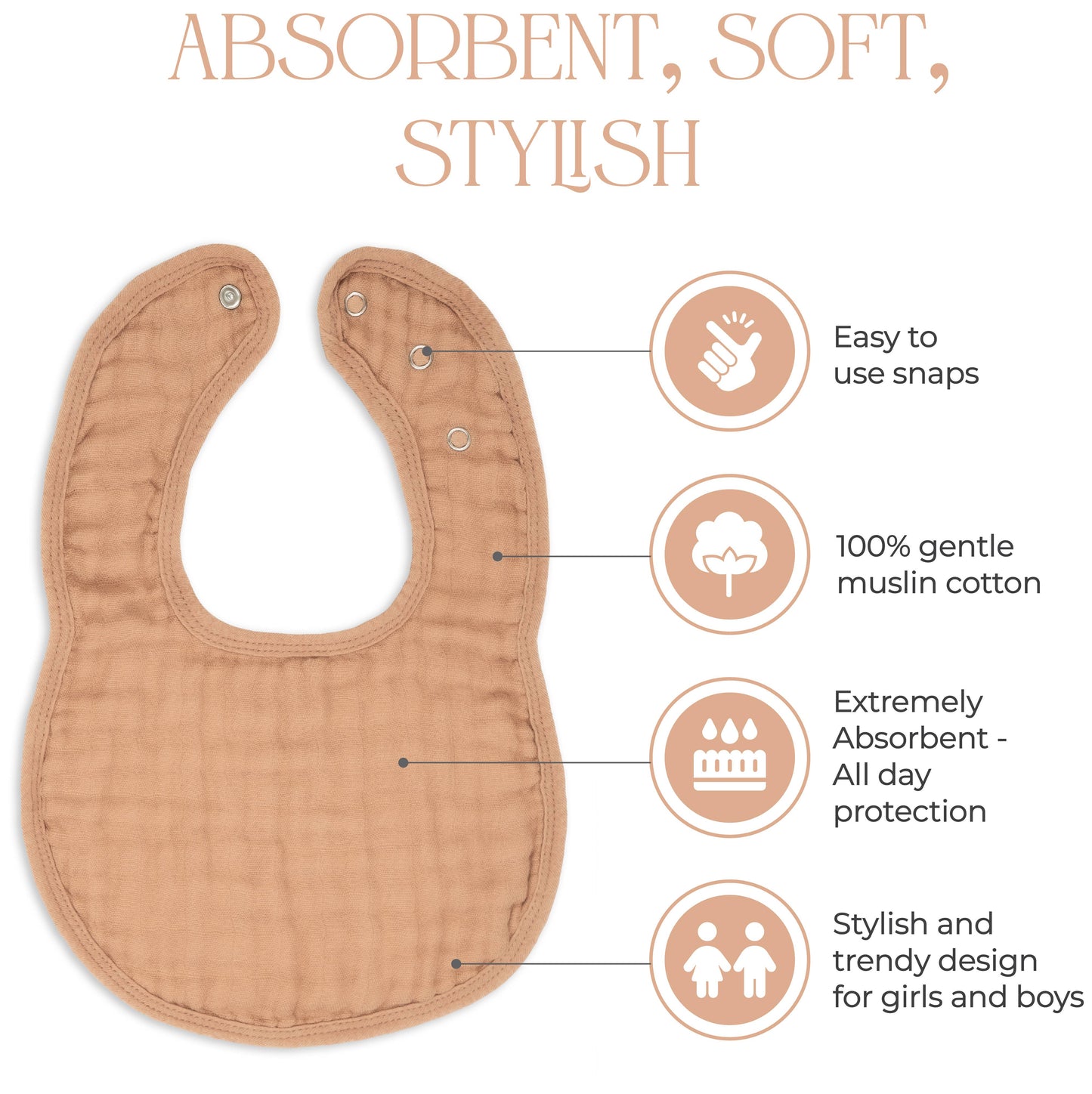 Muslin Cotton Baby Bibs Adjustable Size by Comfy Cubs