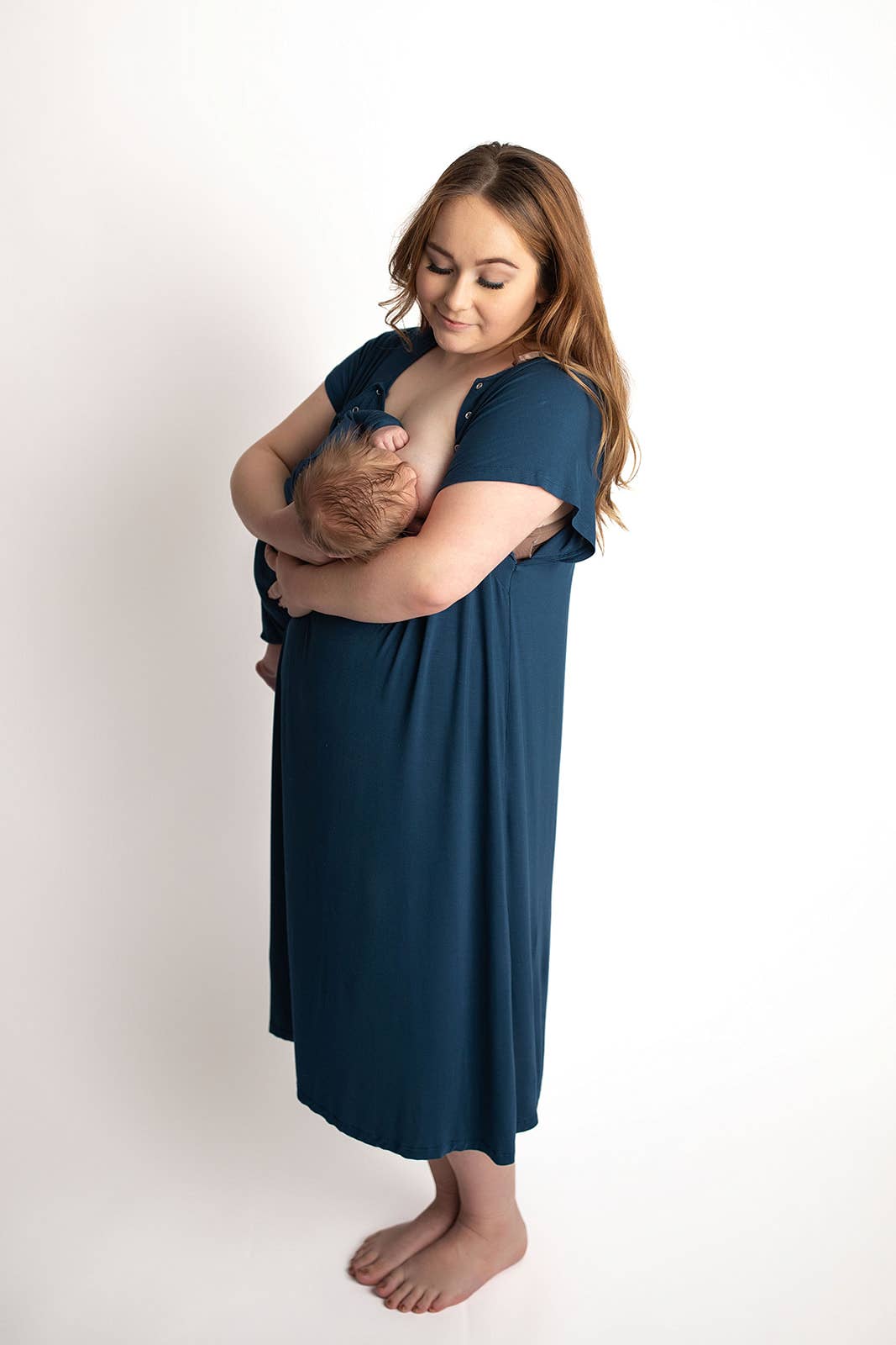 Navy Blue Maternity Mommy Labor and Delivery/ Nursing Gown